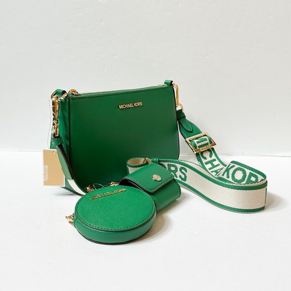 MICHAEL KORS JET SET TRAVEL SMALL CROSSBODY BAG WITH TECH PALMETTO GREEN - Picture 5 of 12